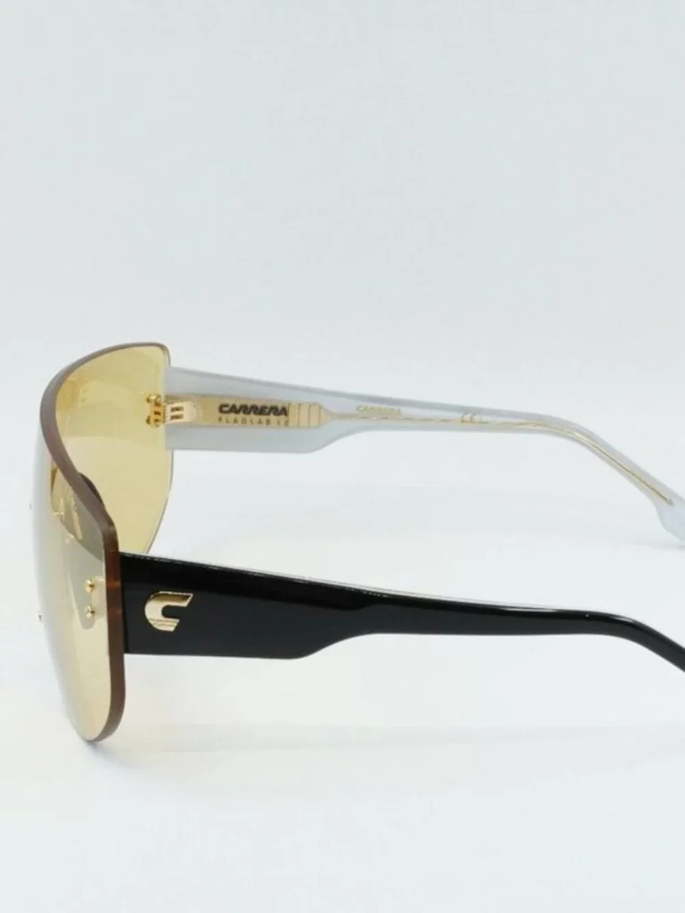 Carrera FLAGLAB 12 04CW ET Rimless Shield Sunglasses - Black / Yellow